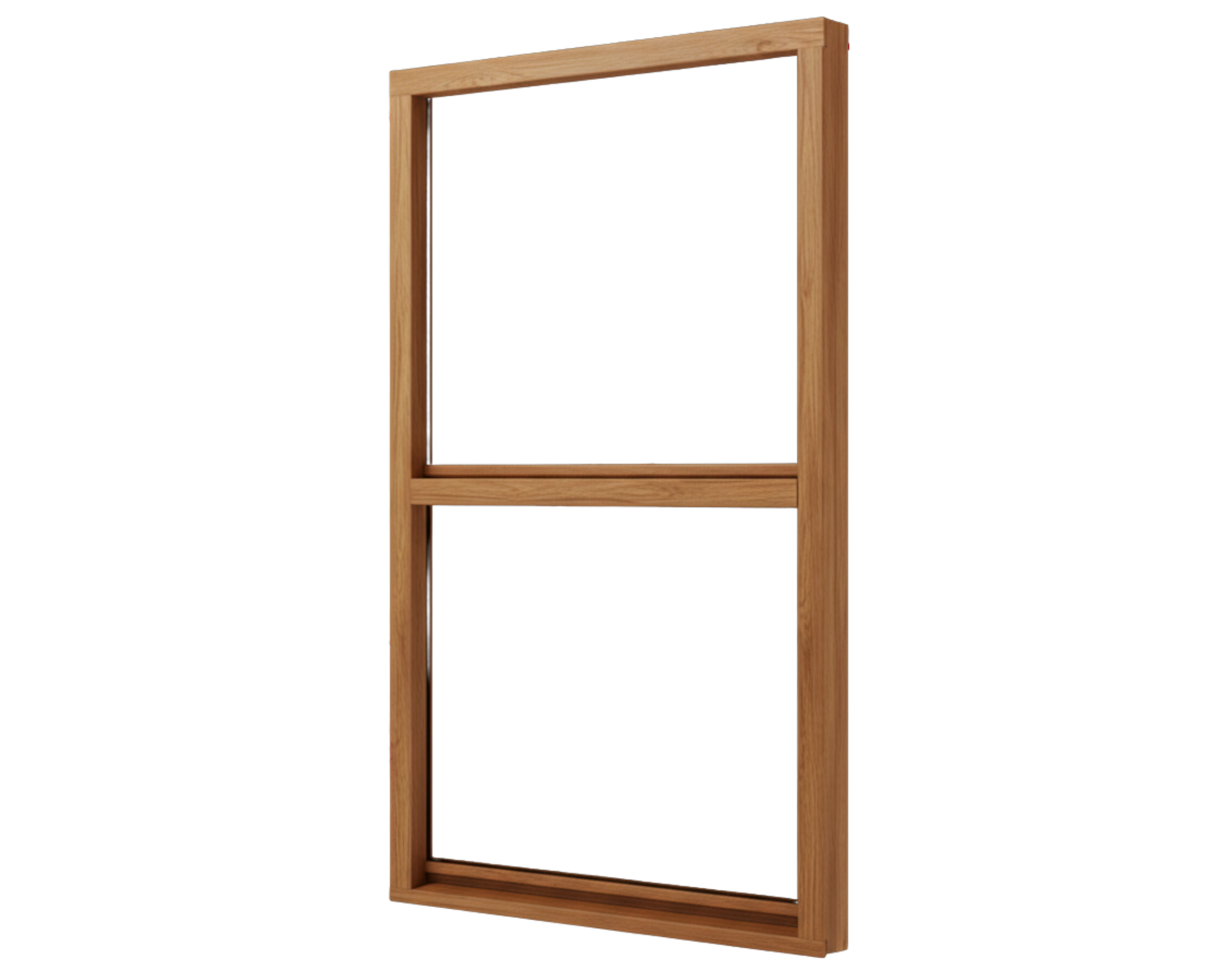 Holzfenster hellbraun, offener Holzrahmen mit mittlerer Sprosse, modernes schlichtes Design