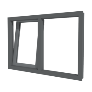 Aluminiumfenster anthrazit aus Aluminium mit gekipptem Flügel links und schlankem Rahmen, modern